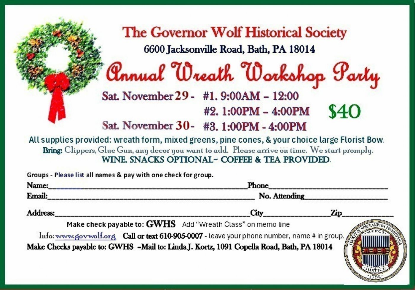 Annual Wreath Workshop Party, 29 November | Event in Bath | AllEvents