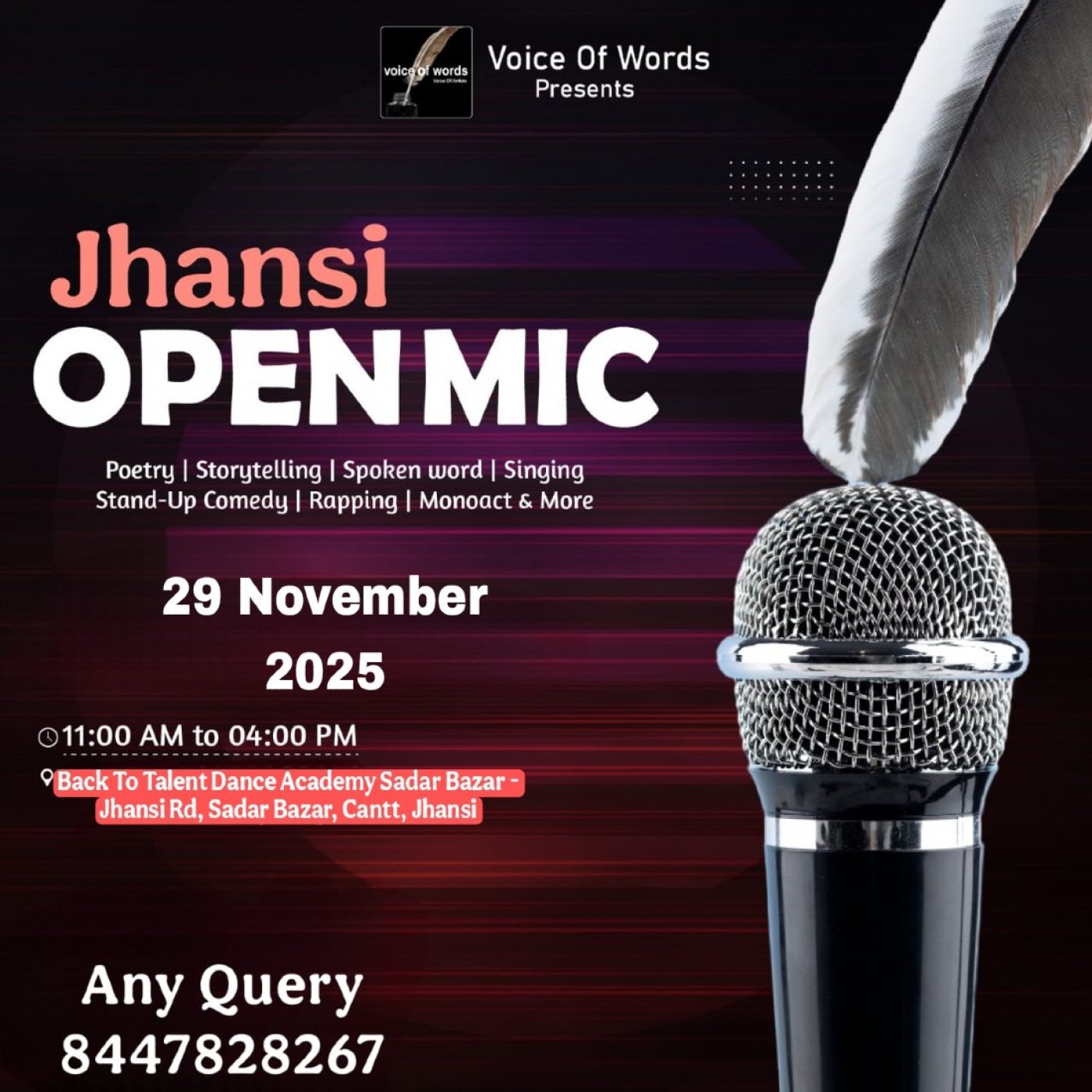 Jhansi Open Mic, 29 November | Event in Jhansi | AllEvents