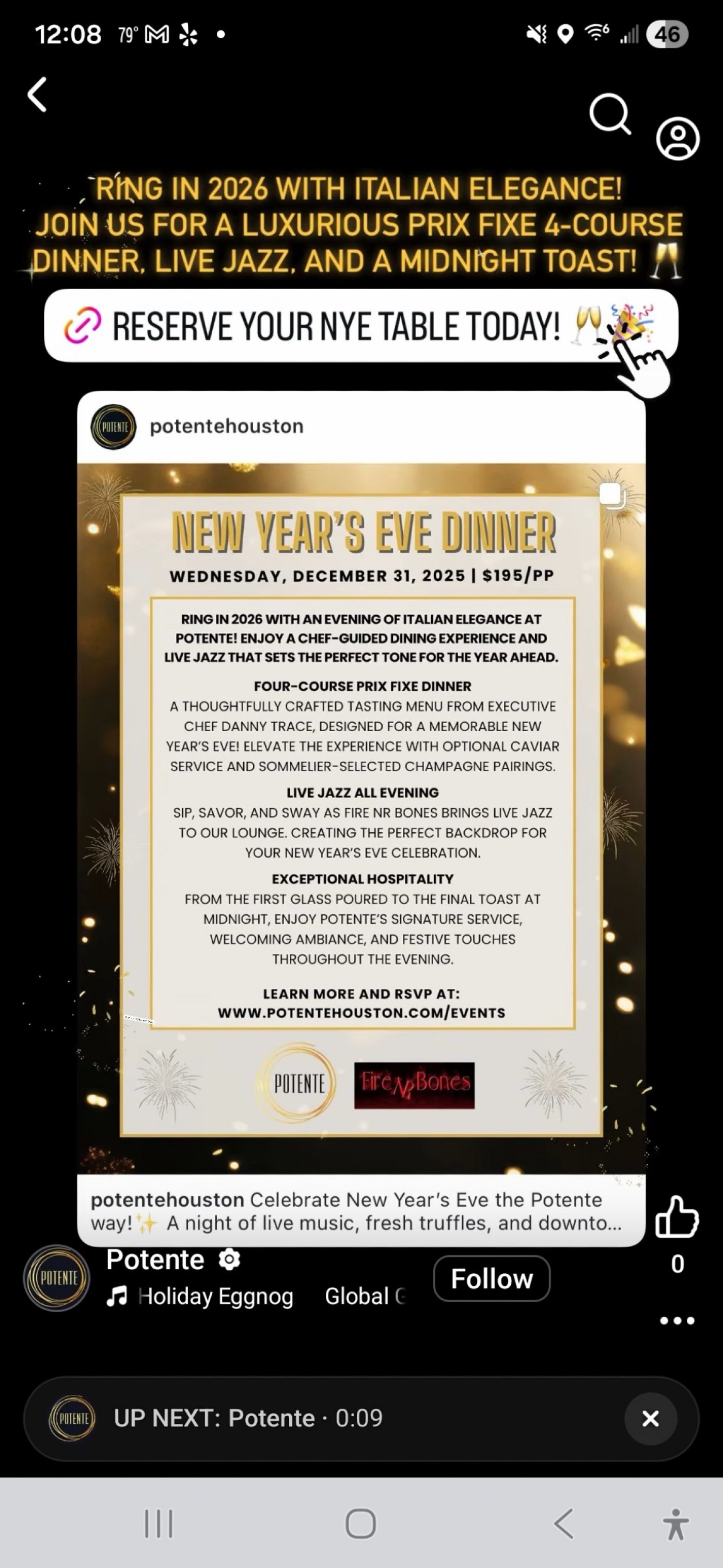 New Year’s at Potente with Fire NR Bones , 31 December | Event in Houston | AllEvents