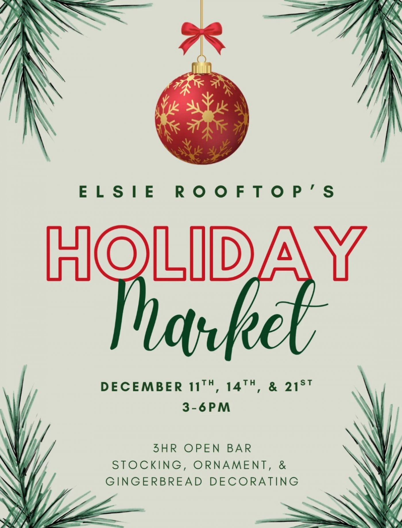 Sip, Celebrate & Deck the Halls at Elsie Rooftop's Holiday Market - 12/11, 12/14 & 12/21, 12 December