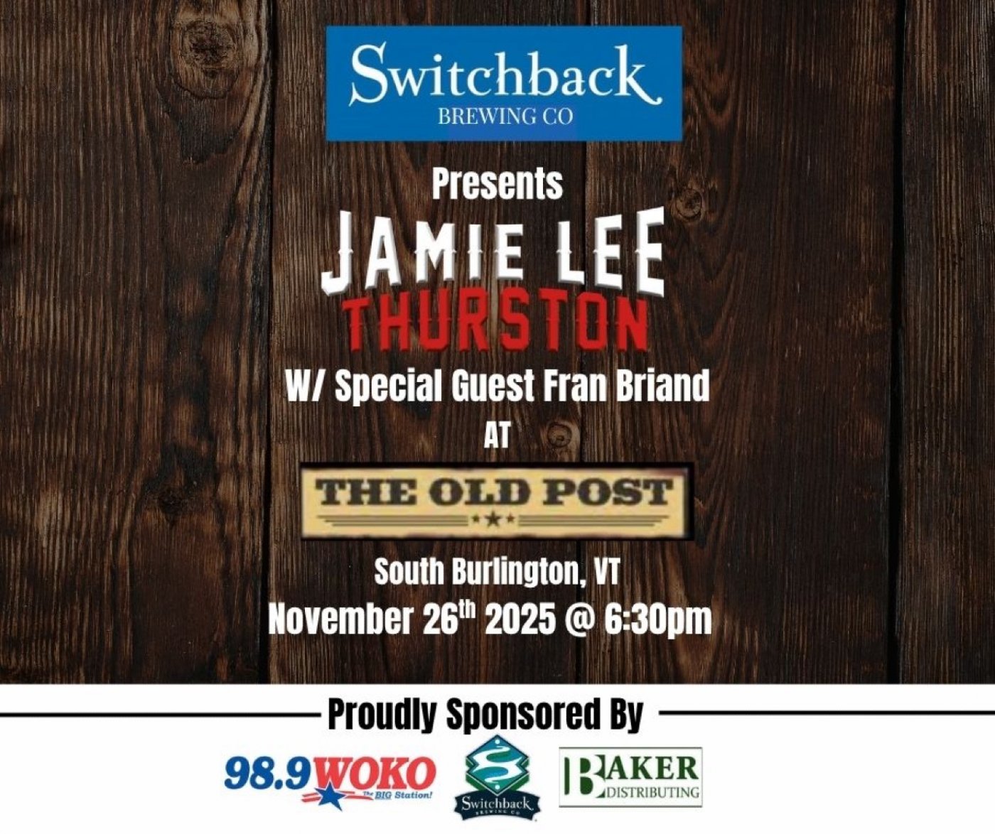 Jamie Lee Thurston with Special Guest Fran Briand | Event in South Burlington | AllEvents
