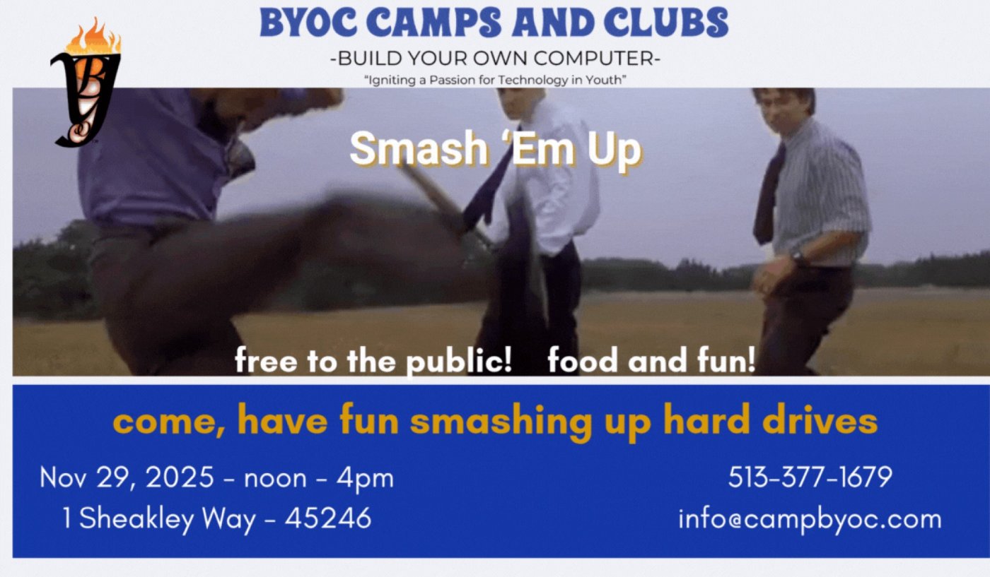 BYOC Bust ’Em Up - Hard Drive Smash and Tune Up Your PC - Small Business Saturday!, 29 November | AllEvents