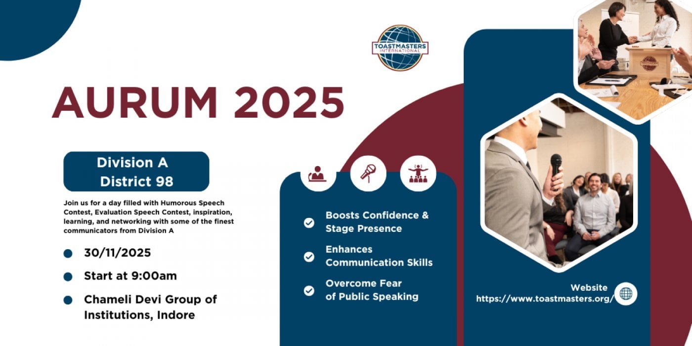 AURUM 2025 | Division A Toastmasters Conference | Humorous & Evaluation Speech Contest Indore, 30 November