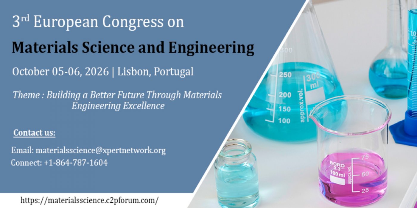 3rd European Congress on Materials Science and Engineering, 5 October | Event in Abrantes | AllEvents