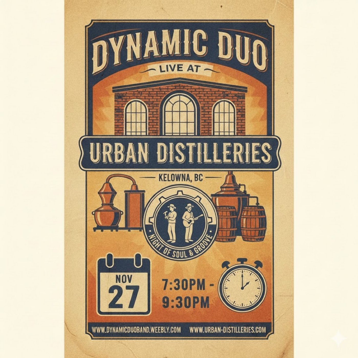 Dynamic Duo - Show at Urban Distilleries (Kelowna), 27 November | Event in Kelowna | AllEvents