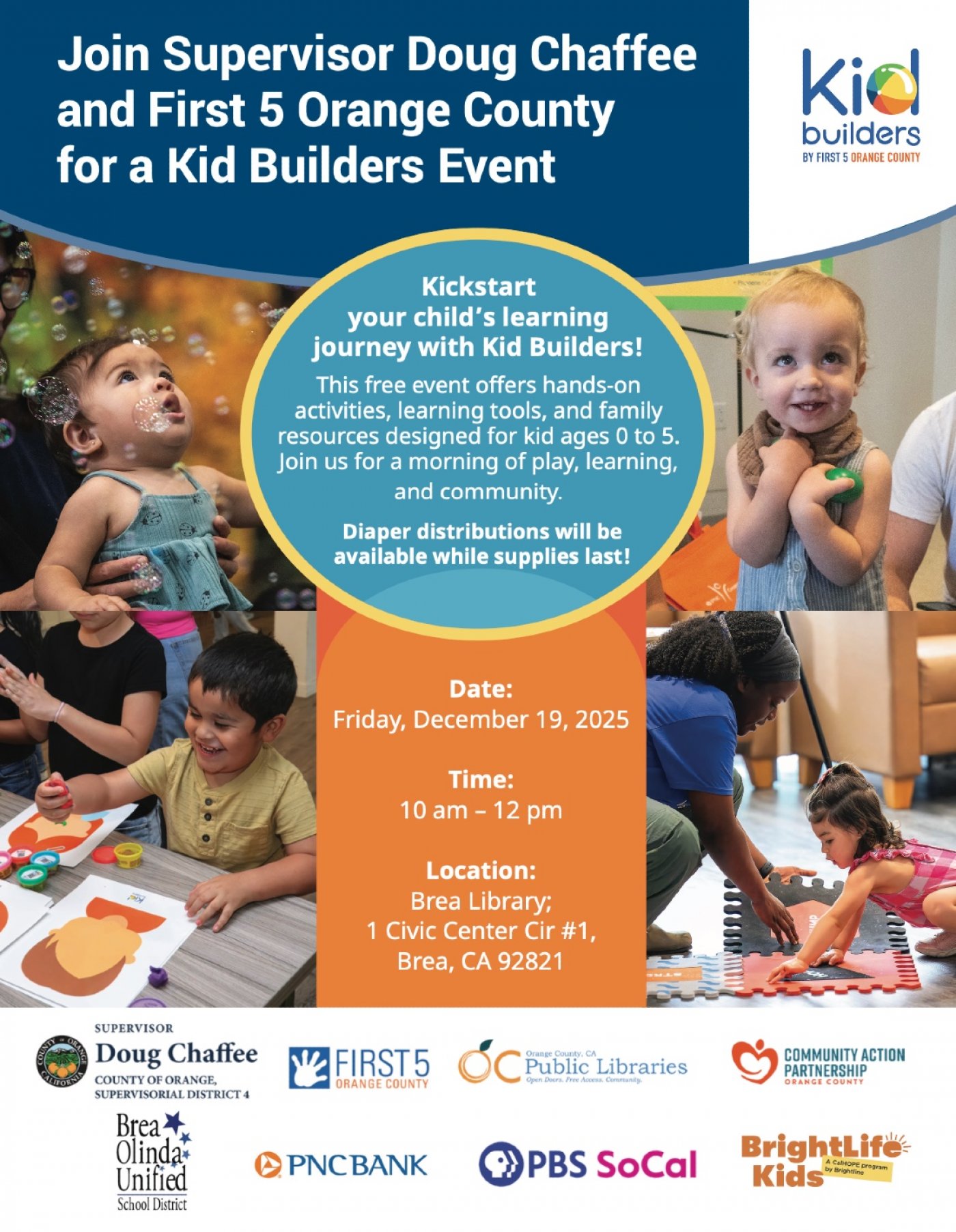 Kid Builders Event with Supervisor Doug Chaffee & First 5 Orange County, 19 December | Event in Brea | AllEvents