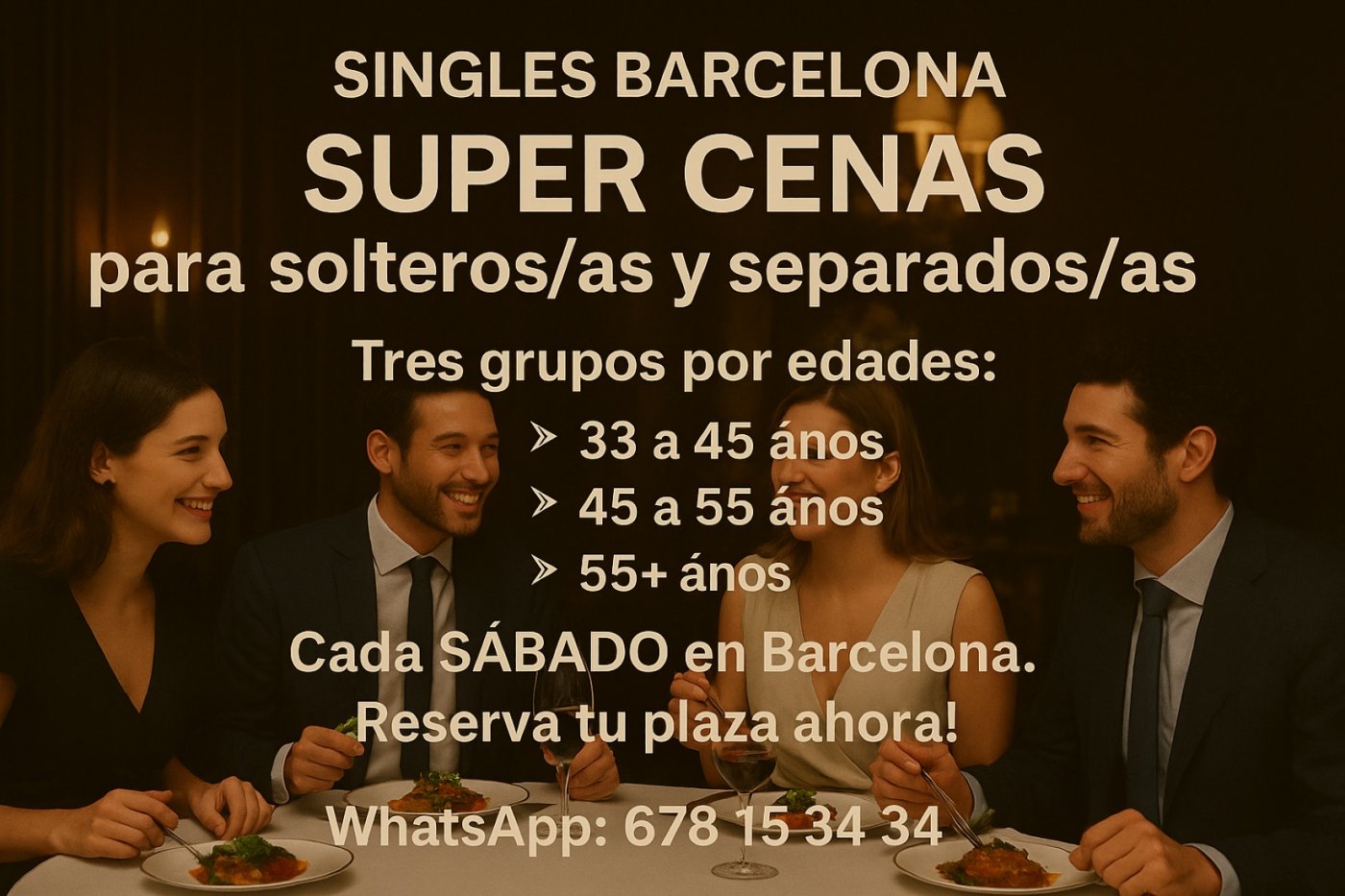 Cena Solteras/os, Separadas/os, Divorciadas/os Dinner for Singles in Barcelona | Event in Barcelona | AllEvents