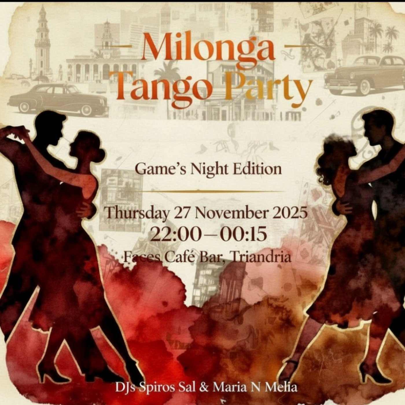 Βραδιά Αργεντίνικου Τάνγκο Milonga Tango Party Game's Night Edition 27 Νοεμβρίου 2025, 27 November