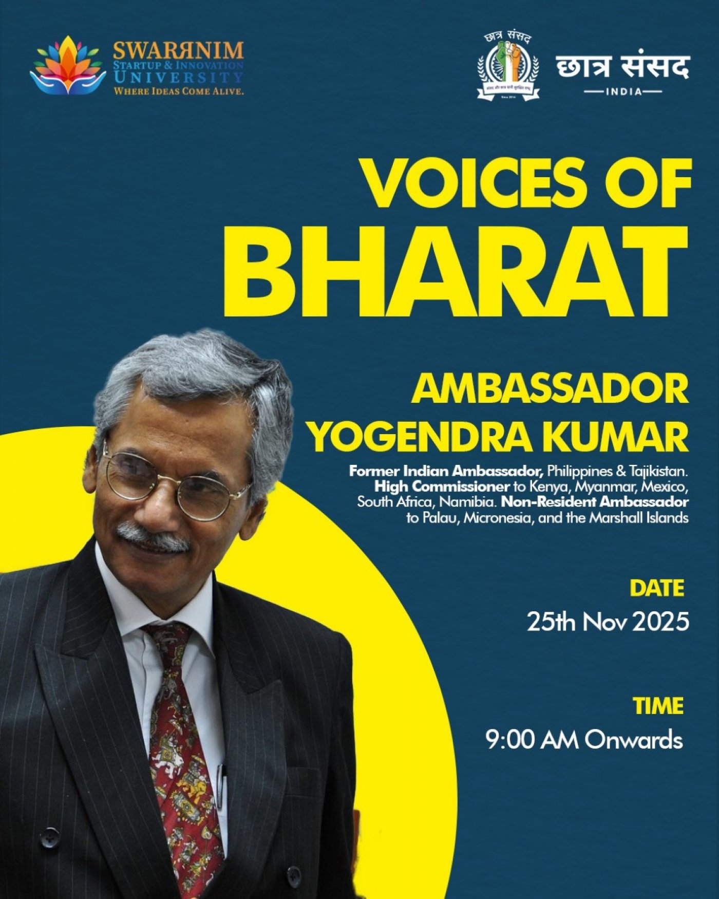 Voices of Bharat - Ambassador Yogendra Kumar, 25 November | Event in Gandhinagar | AllEvents