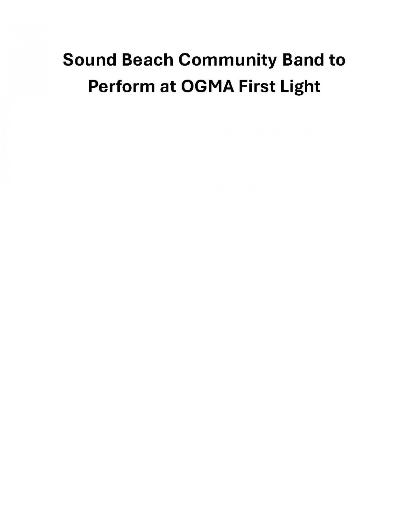 Sound Beach Community Band to Perform at OGMA First Light, 6 December | Event in Greenwich | AllEvents