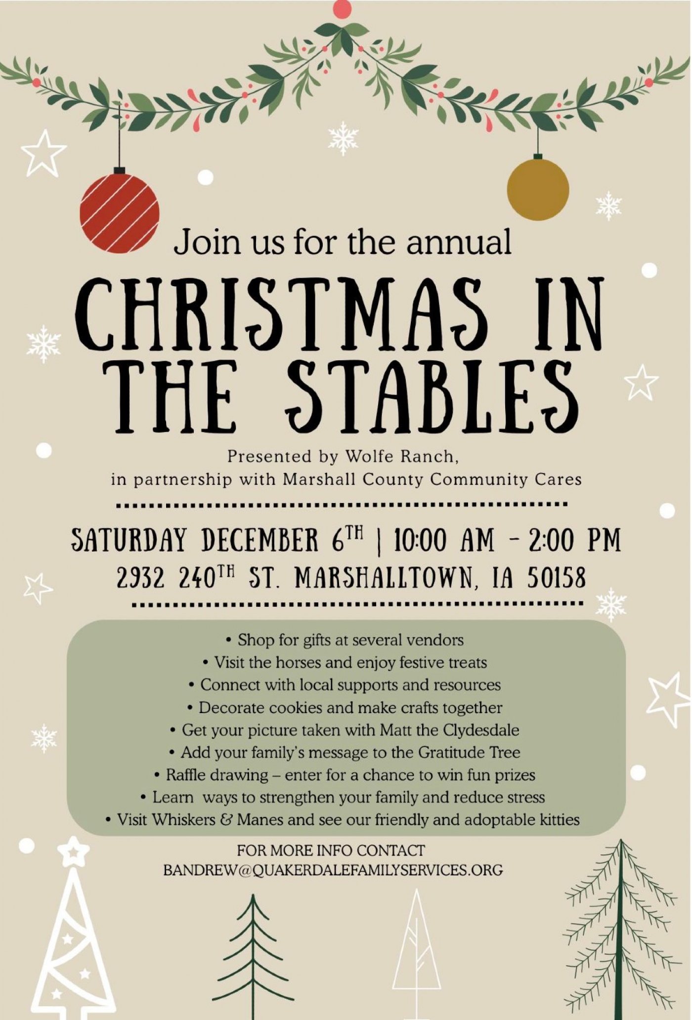 Christmas in the Stables, 6 December | Event in Marshalltown | AllEvents