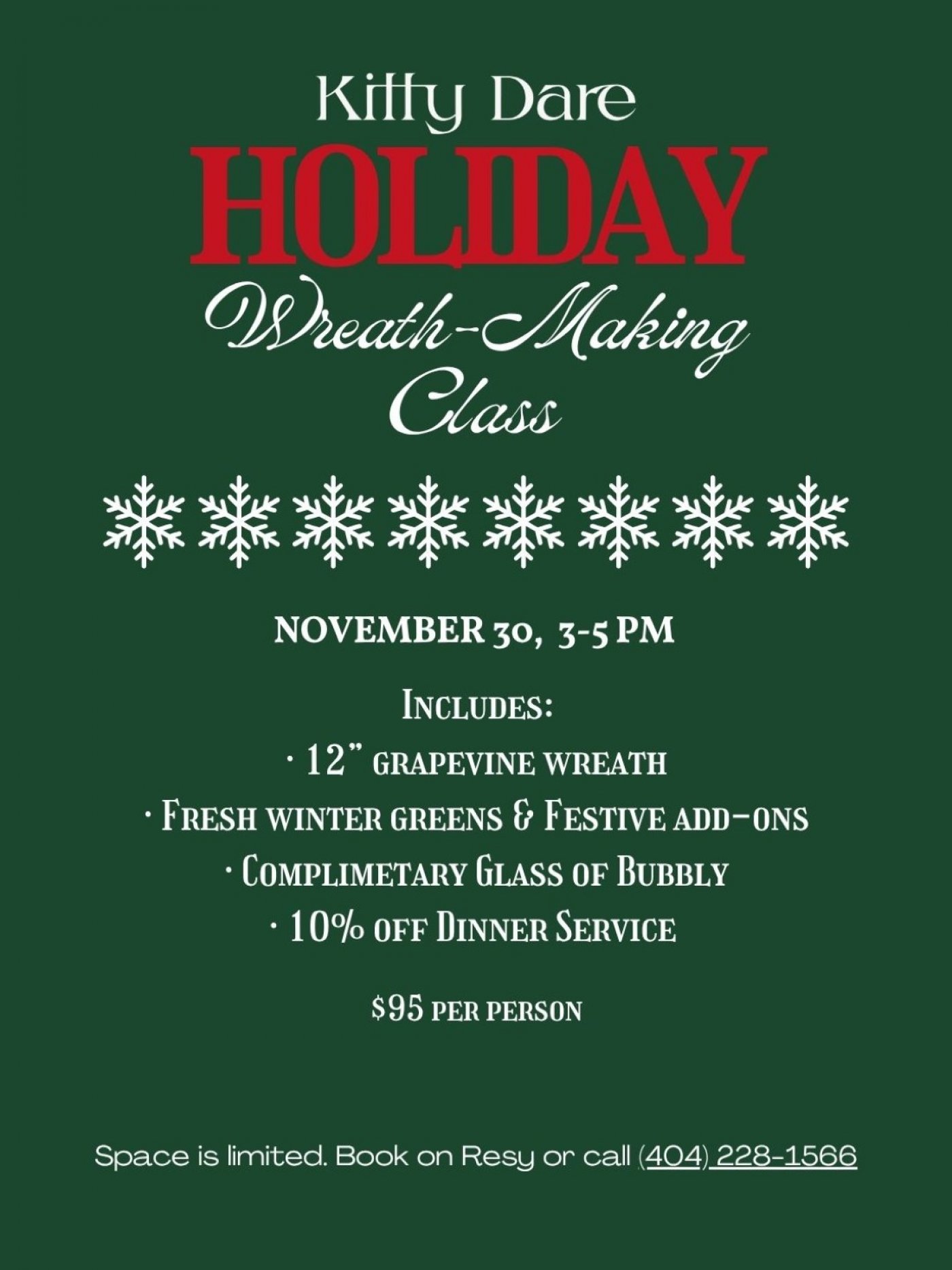 Sip, Snip, and Sparkle at Kitty Dare’s Holiday Wreath-Making Class, 30 November | Event in Atlanta | AllEvents