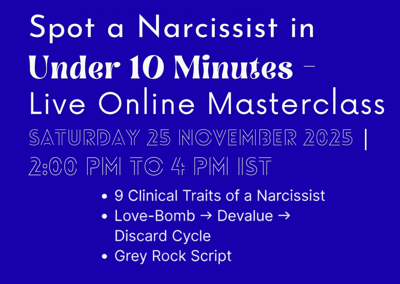 Spot a Narcissist | Online Event | AllEvents