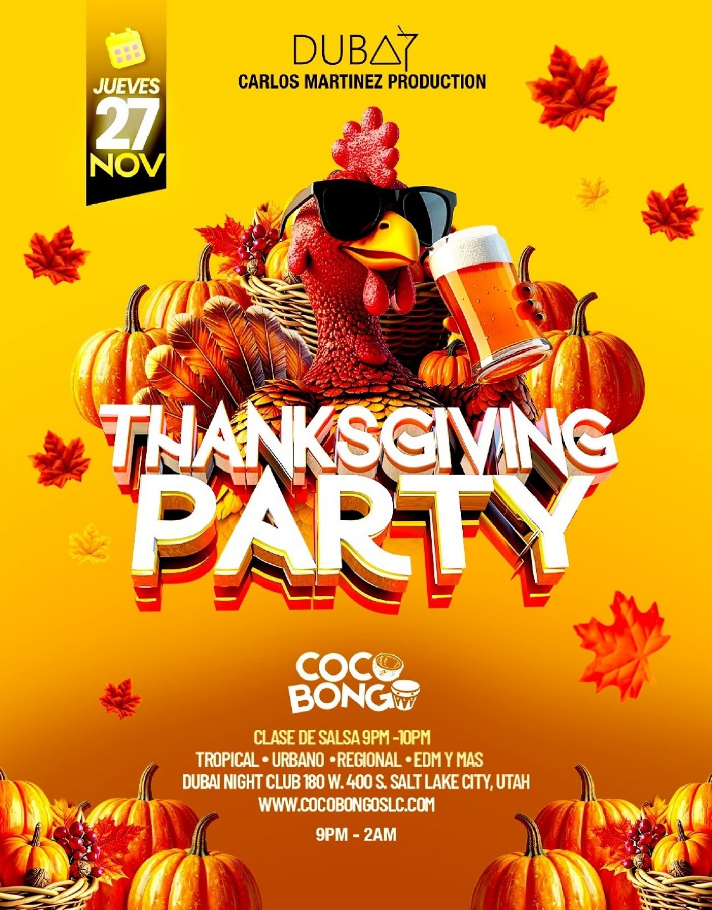 Coco Bongo Nights: Thanksgiving Party at Dubai UT  | Event in Salt Lake City | AllEvents