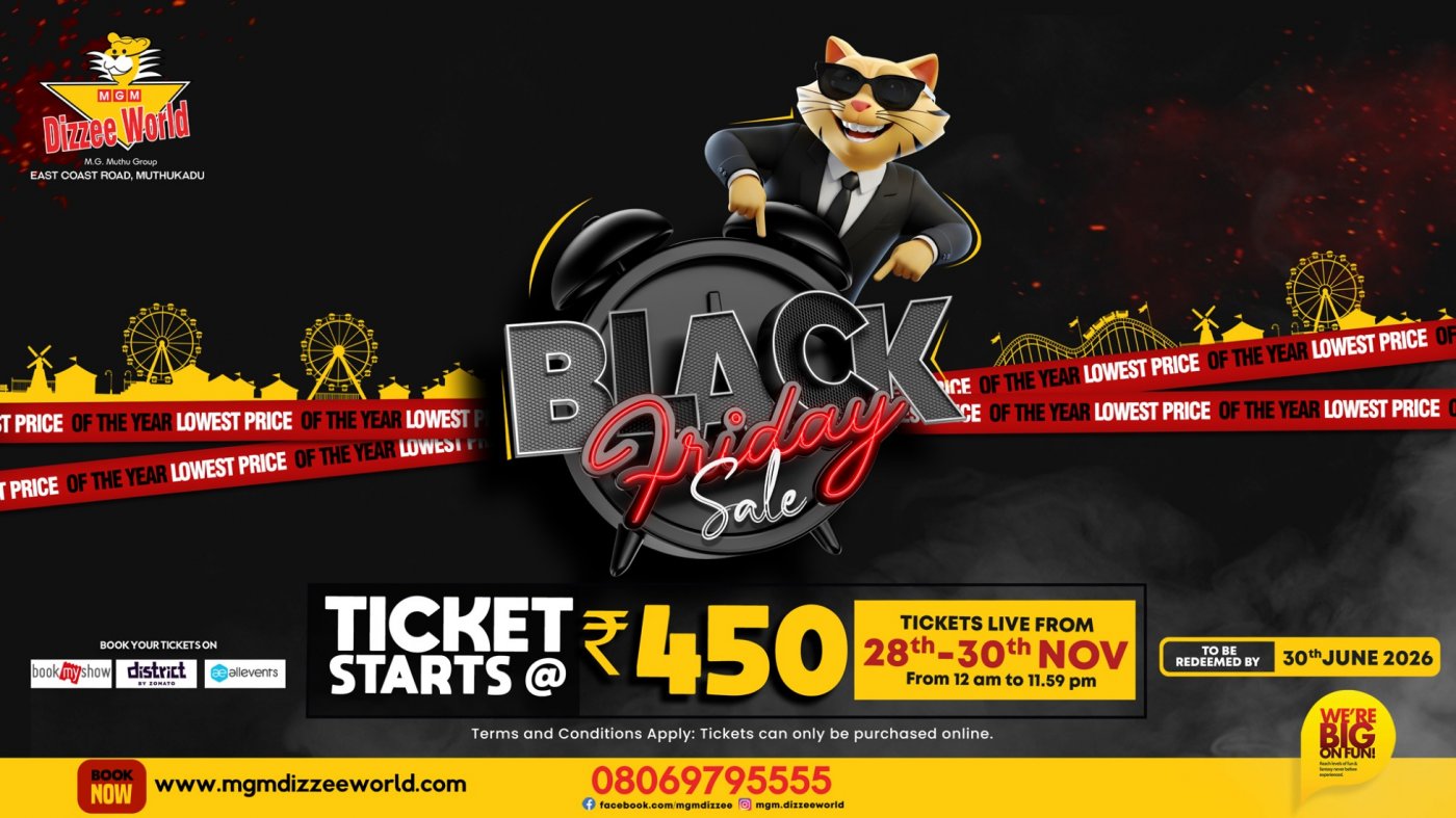 Black Friday Sale - MGM Dizzee World @ Rs.450 (Lowest Price of the Year), 28 November | Event in Chennai | AllEvents