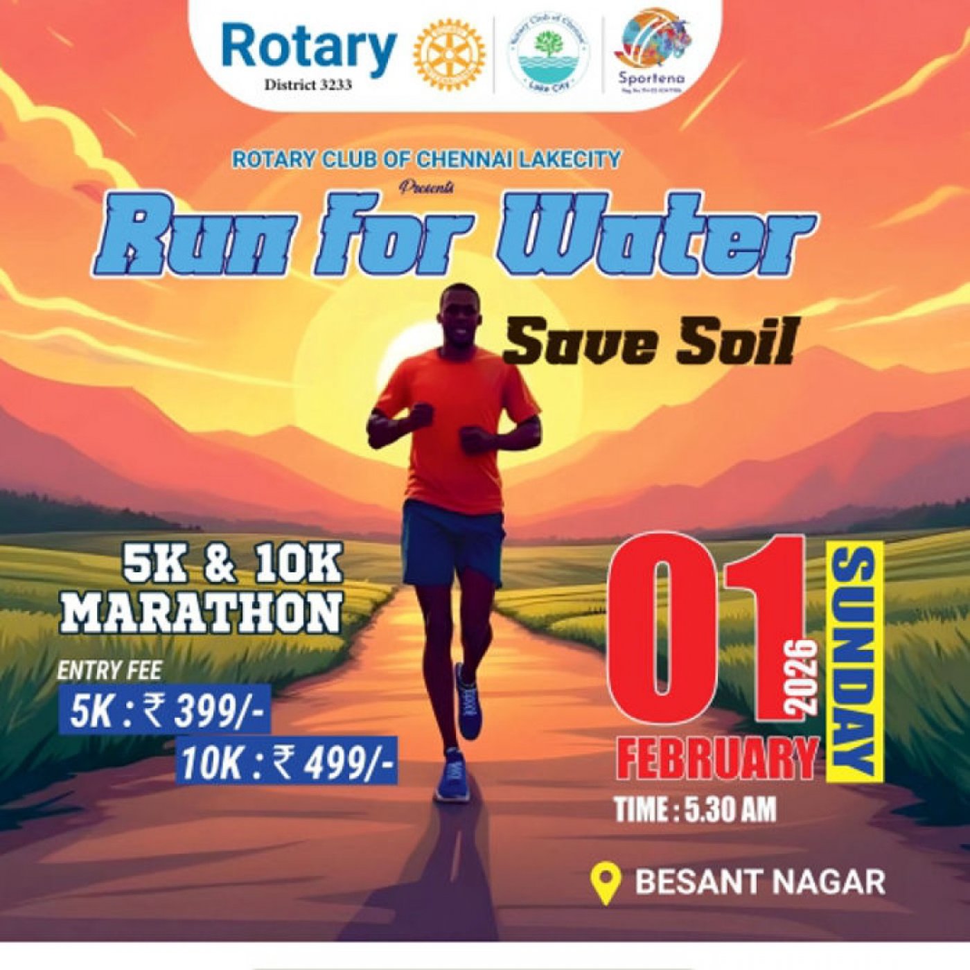 ROTARY SAVE SOIL MARATHON, 1 February | Event in Chennai | AllEvents