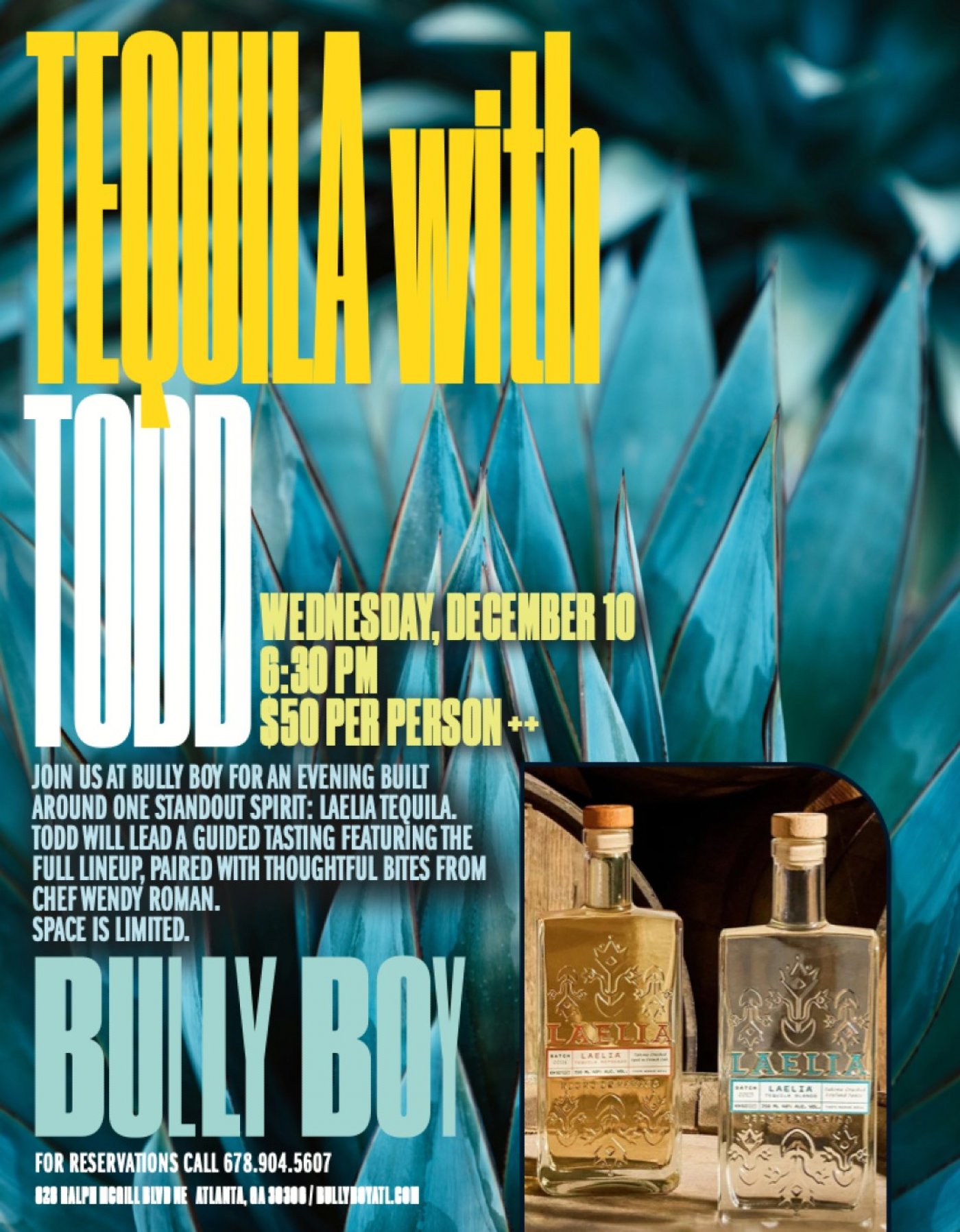 Tequila with Todd Returns to Bully Boy with Laelia Tequila, 10 December | Event in Atlanta | AllEvents