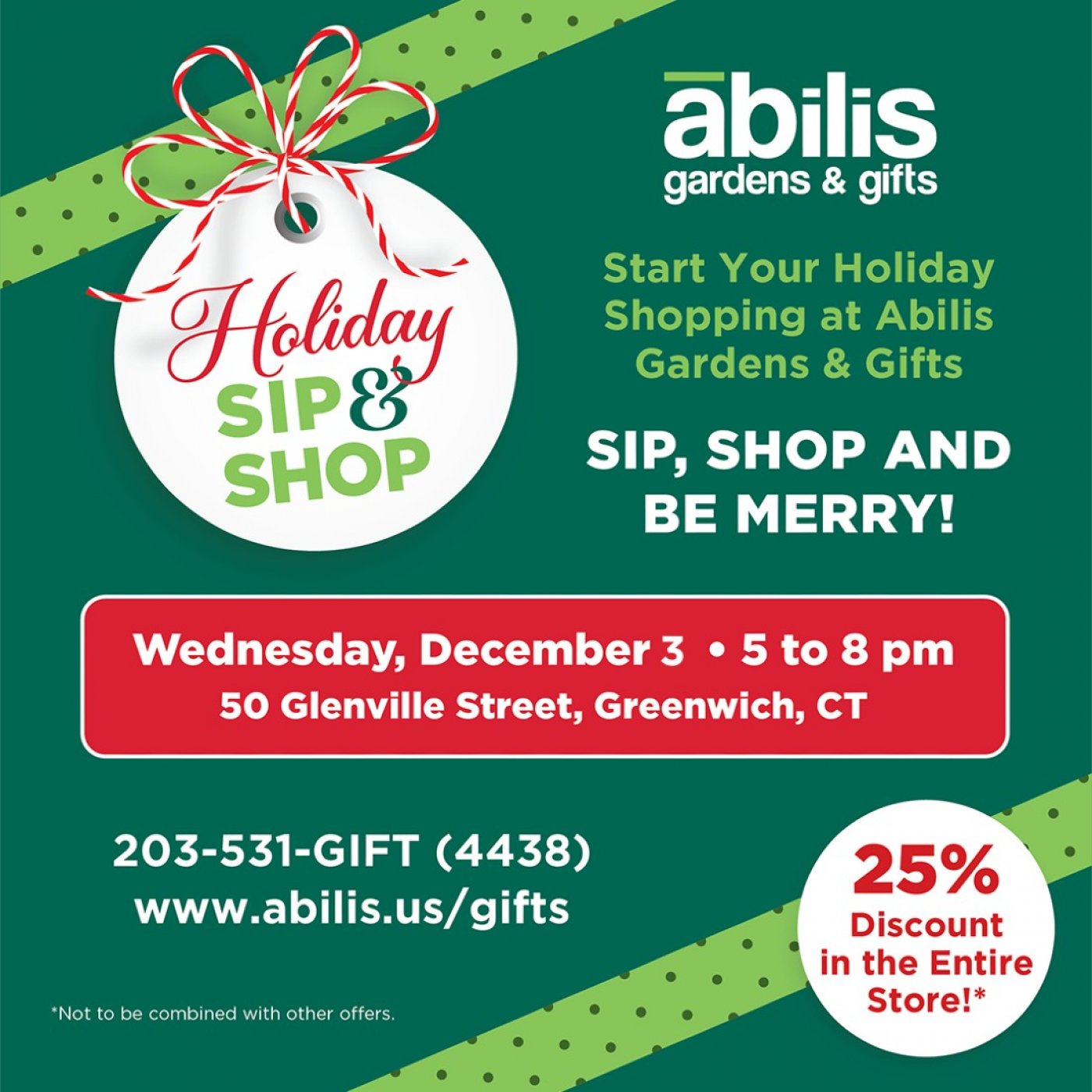 Holiday Sip & Shop at Abilis Gardens & Gifts, 3 December | Event in Greenwich | AllEvents