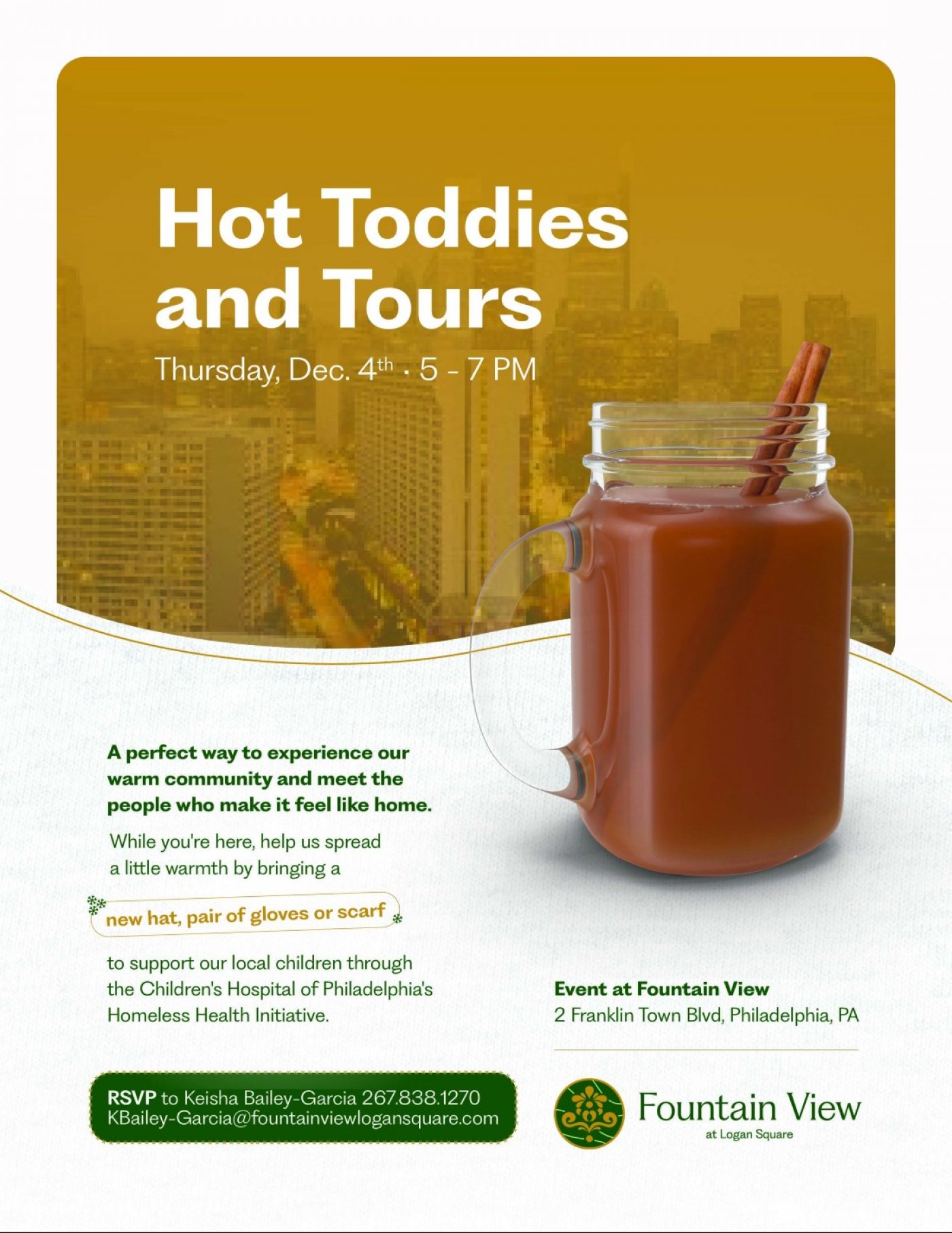 Dec. 4: Hot Toddies and Tours at Fountain View at Logan Square, 4 December | Event in Philadelphia | AllEvents