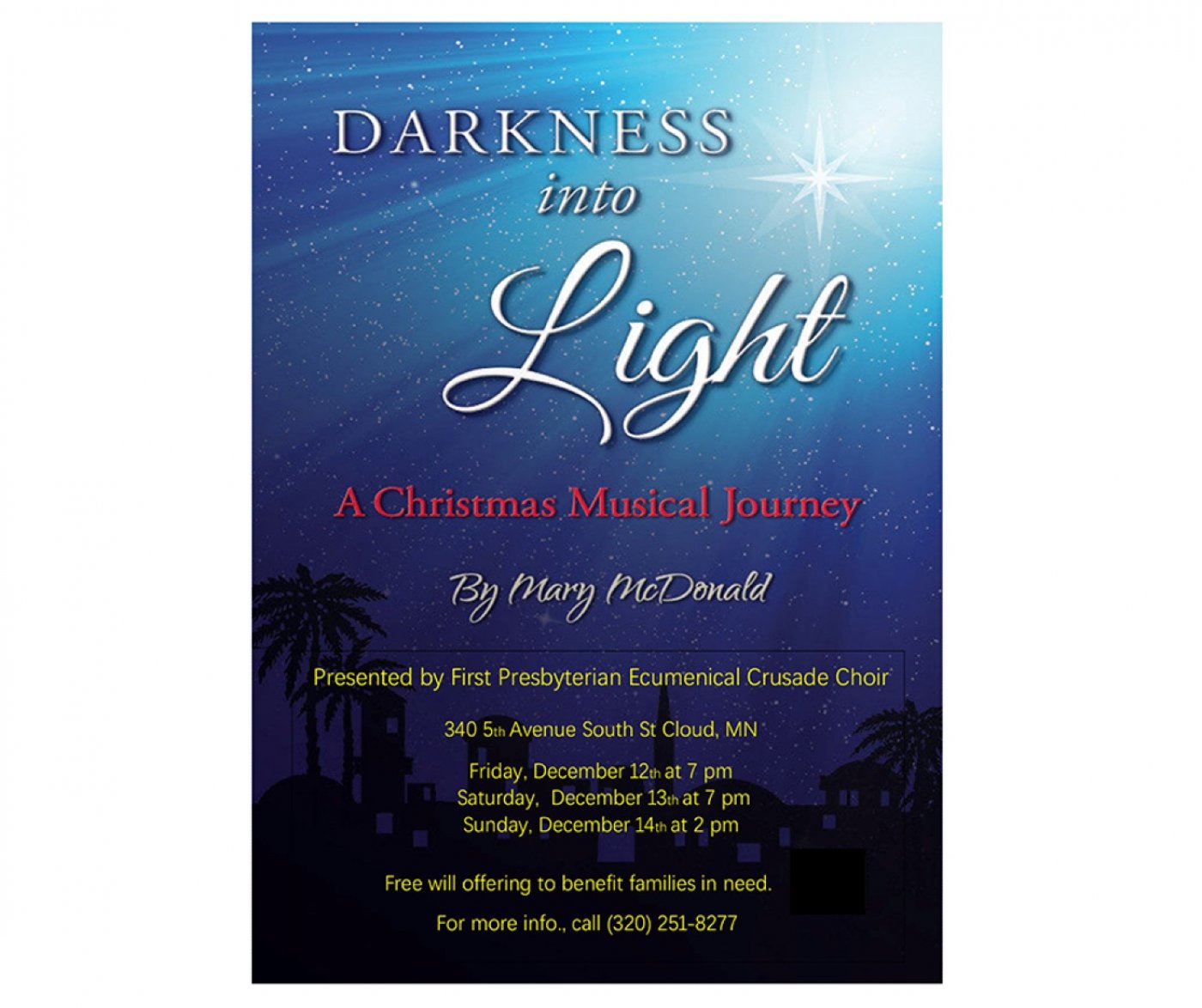The Crusade Choir presents “Darkness into Light” , 12 December | Event in Saint Cloud | AllEvents