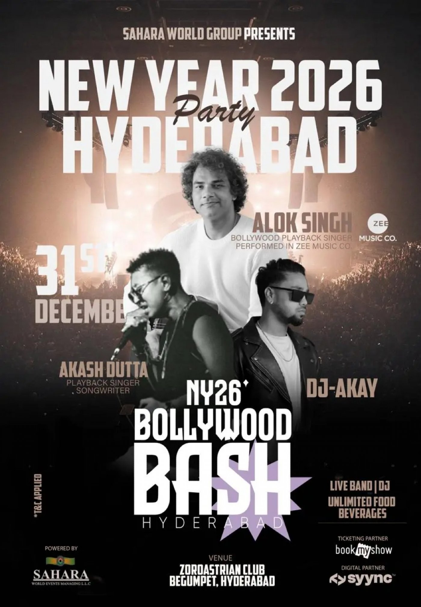  BOLLYWOOD NIGHT | BIG BASH NEW YEAR 2026 PARTY, 31 December | Event in Hyderabad | AllEvents
