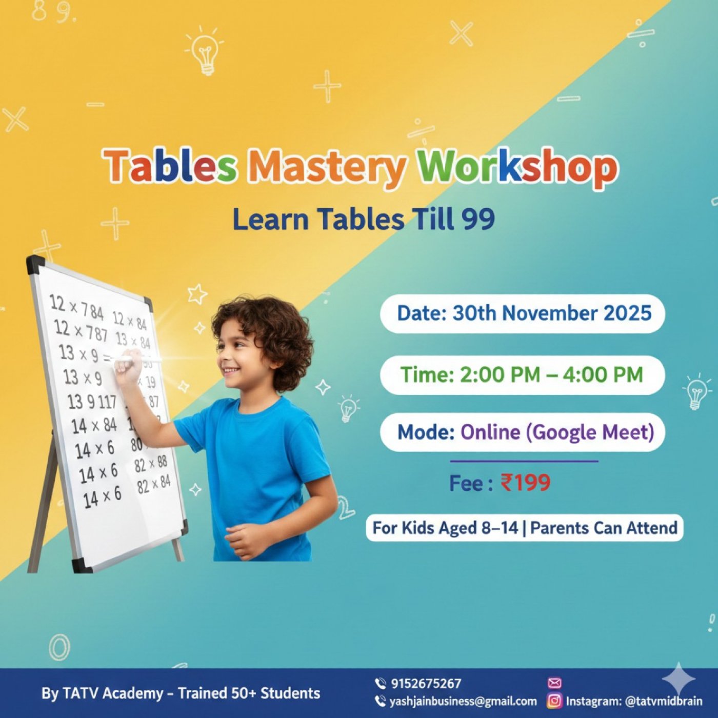 Tables Mastery Workshop – Learn Tables Till 99, 30 November | Online Event | AllEvents