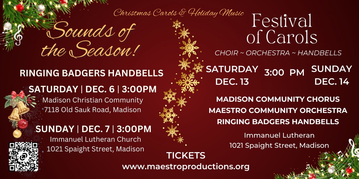 Festival of Carols with Madison Community Chorus, Orchestra & Handbells, 13 December | Event in Madison