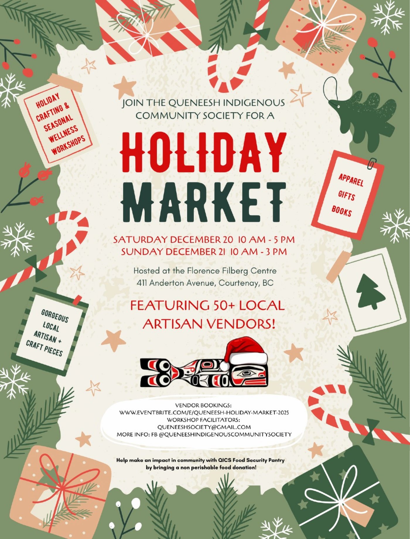 Queneesh Society's HOLIDAY MARKET 2025, 20 December | Event in Courtenay | AllEvents