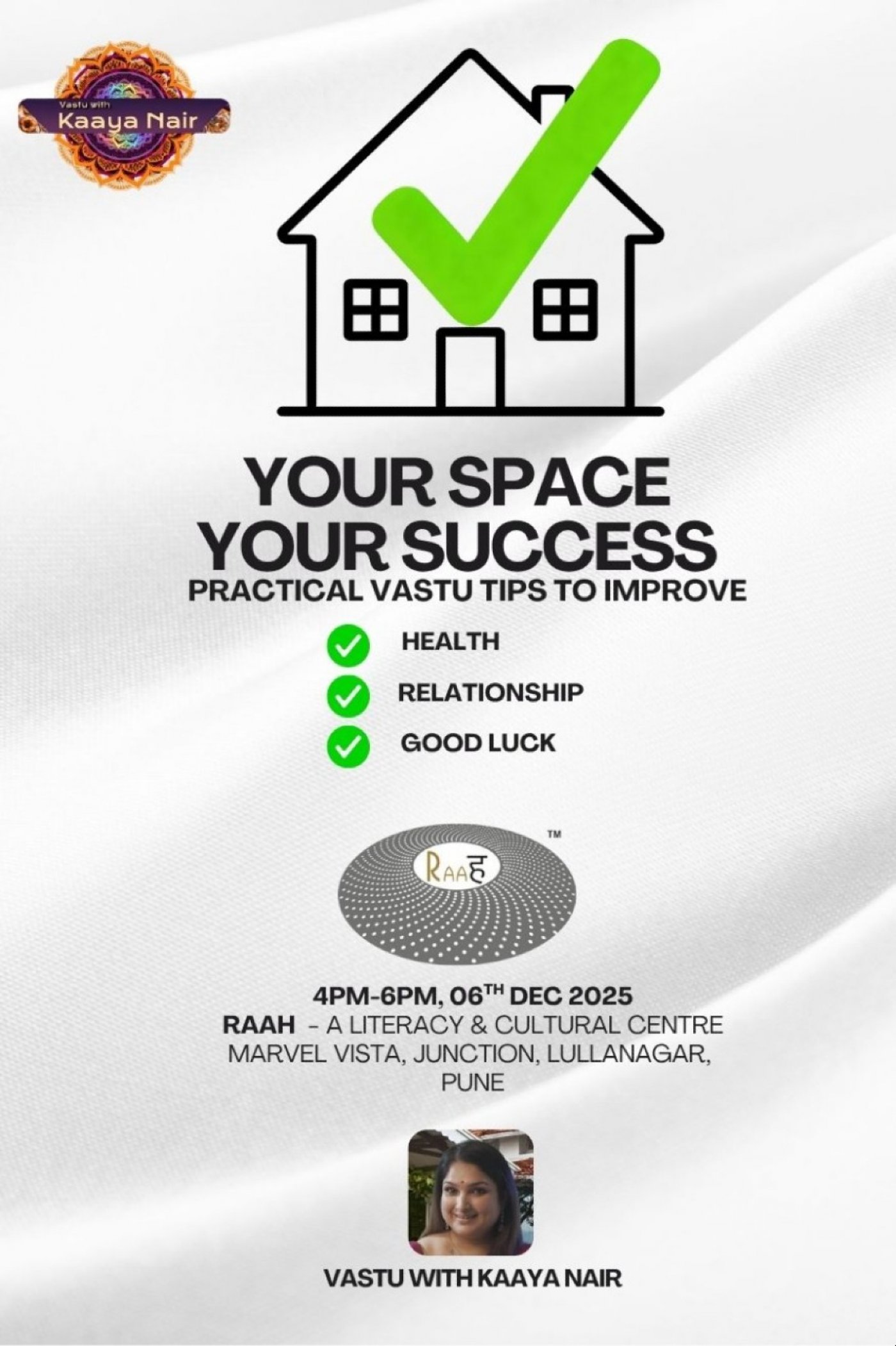 Vastu with Kaaya Nair, 6 December | Event in Pune | AllEvents