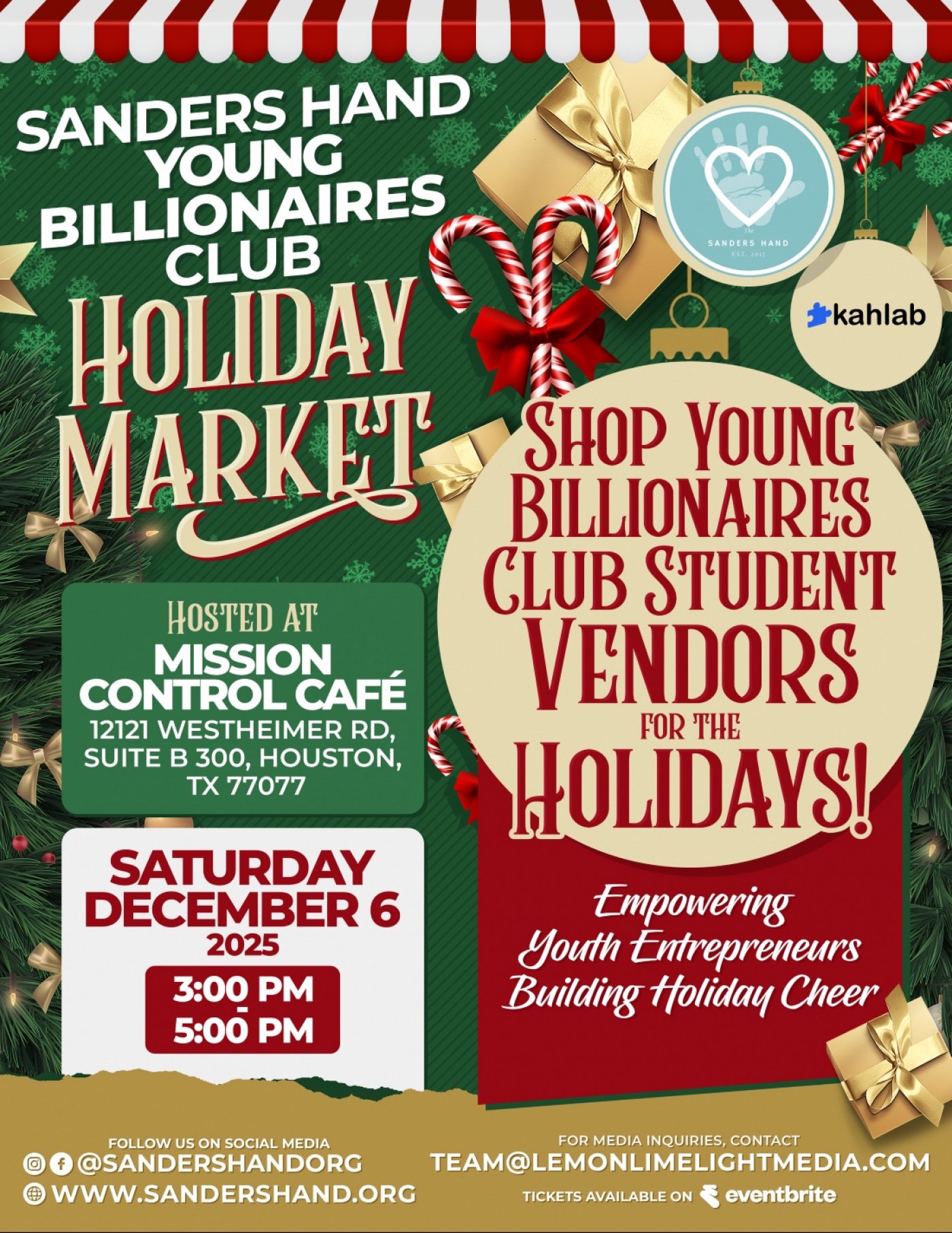Sanders Hand Young Billionaires Club Christmas Holiday Market, 6 December | Event in Houston | AllEvents