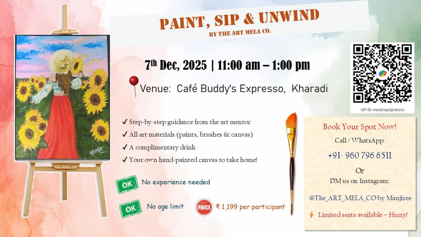 Paint and Sip Party at Kharadi, 7 December | Event in Pune | AllEvents