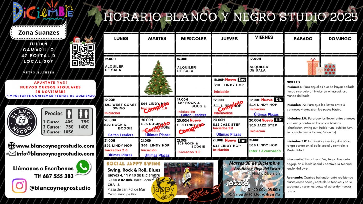 Clases Regulares de Swing / Lindy Hop, Jazz Step, Rock  & Roll y West Coast Swing en Madrid., 1 December