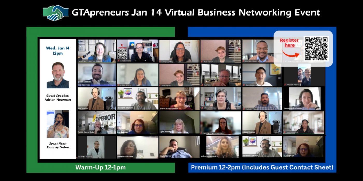 GTApreneurs January 14 Afternoon Virtual Business Networking Event Toronto, 14 January | Online Event | AllEvents
