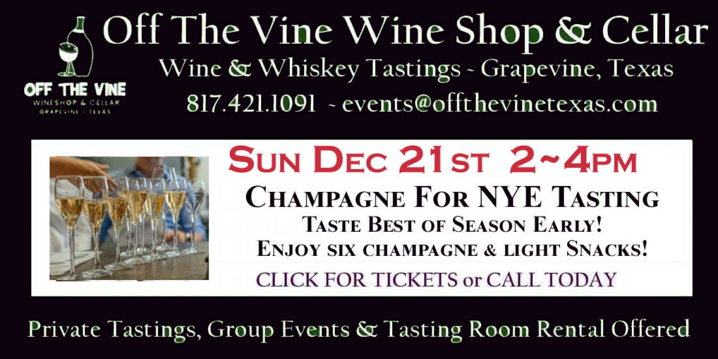 Holiday Sunday Champagnes and Sabers Tasting with Holly! ~ Sunday 21st ~ 2 - 4 PM, 21 December | Event in Grapevine