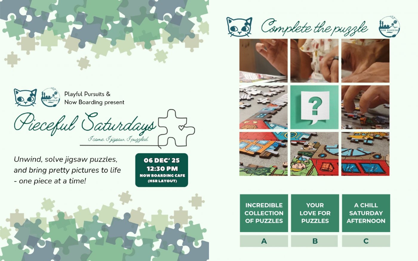 Pieceful Saturdays (Jigsaw Puzzles), 6 December | Event in Bangalore | AllEvents