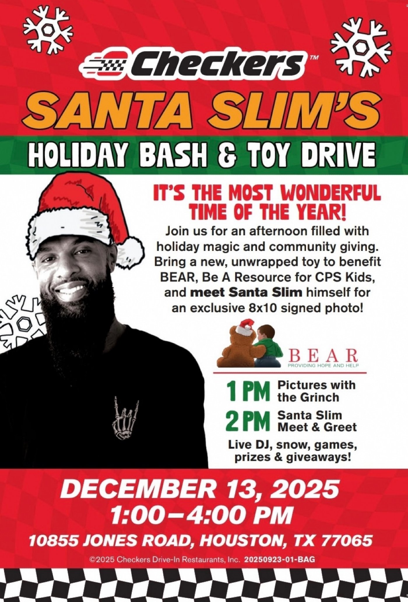 Checkers Santa Slim’s Holiday Bash & Toy Drive, 13 December | Event in Houston | AllEvents