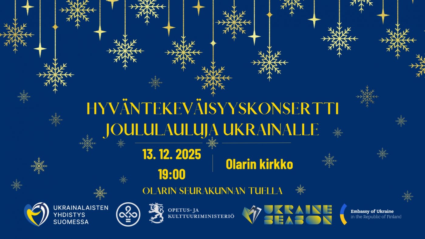 Hyväntekeväisyyskonsertti Joululauluja Ukrainalle, 13 December | Event in Tapiola | AllEvents