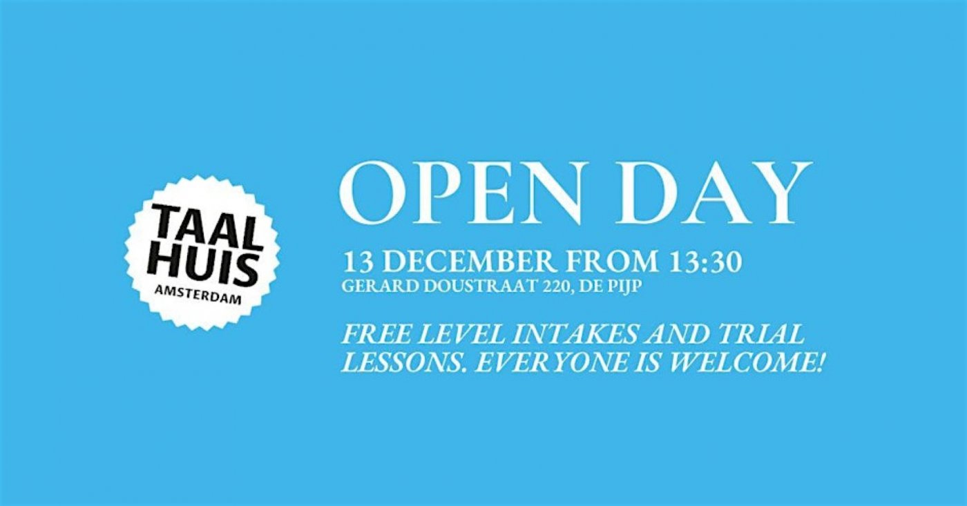 Open Day at Taalhuis Amsterdam - Free level intakes and trial lessons, 13 December | Event in Amsterdam | AllEvents