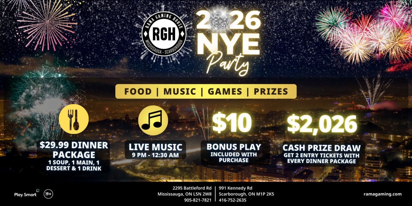 New Year's Eve in Scarborough at Rama Gaming House, 31 December | Event in Toronto | AllEvents