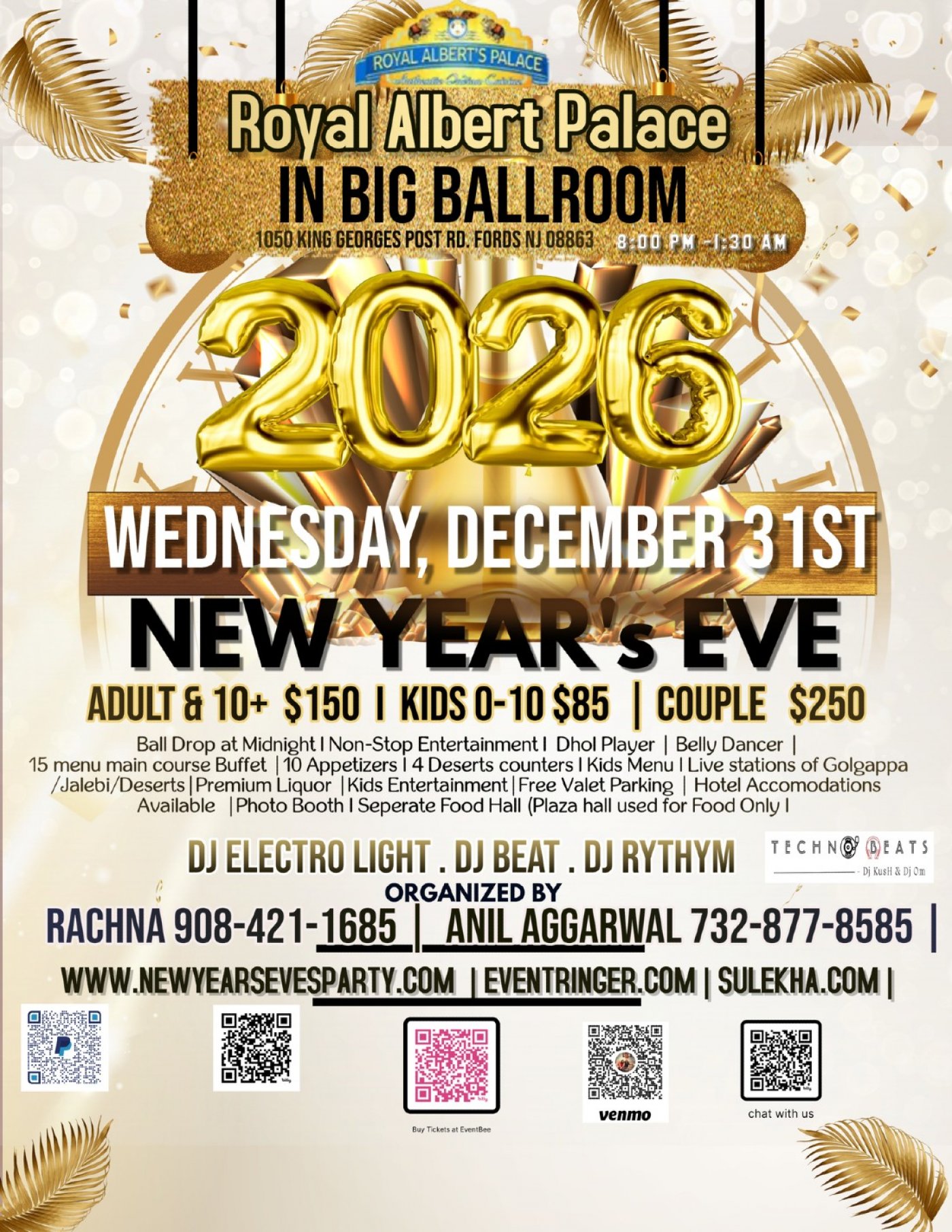 New Year Eve Party 2026 in NJ Biggest Highest Beautiful ballroom , 31 December | Event in Woodbridge Township