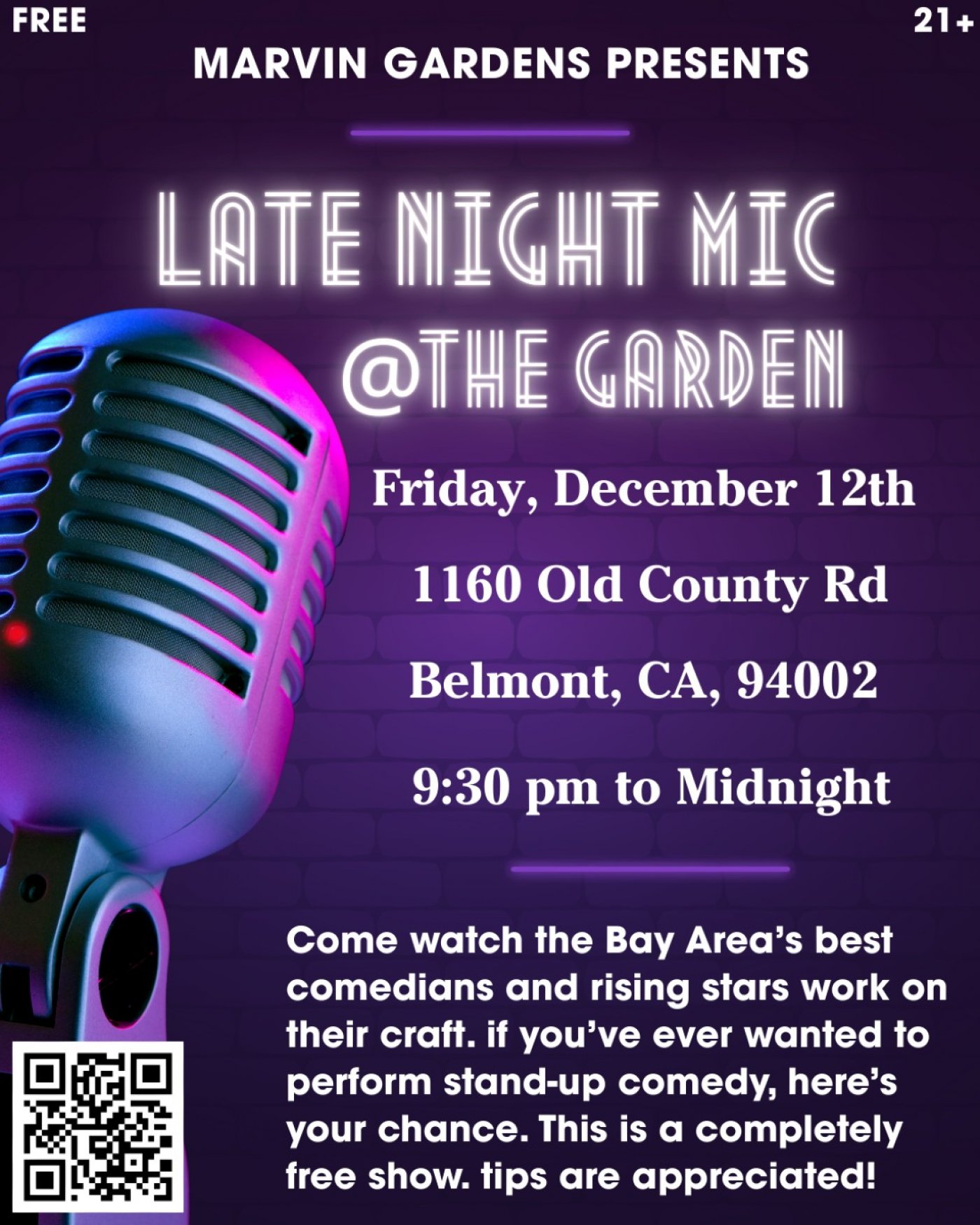 Late Night Mic @The Garden, 12 December | Event in Belmont | AllEvents