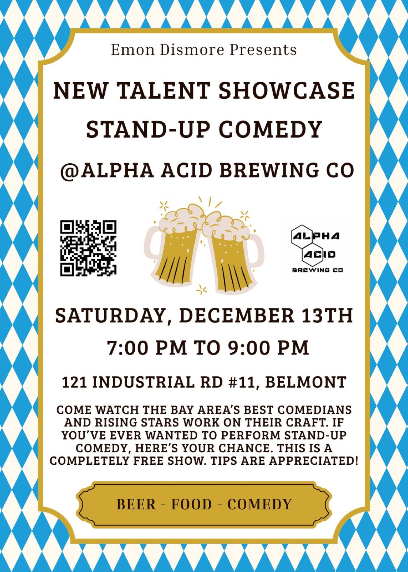New Talent Showcase @Alpha Acid Brewing Co, 13 December | Event in Belmont | AllEvents
