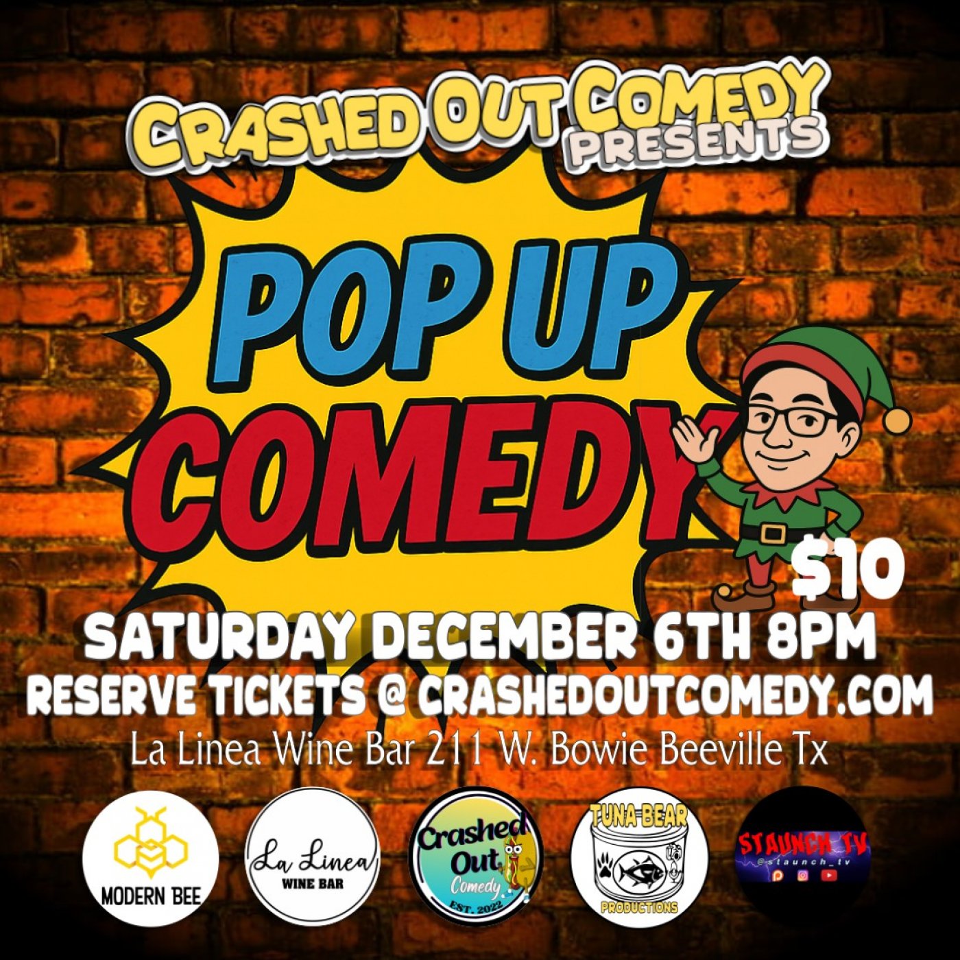 Crashed Out Comedy Presents: A Christmas Pop Up Show, 6 December | Event in Beeville | AllEvents