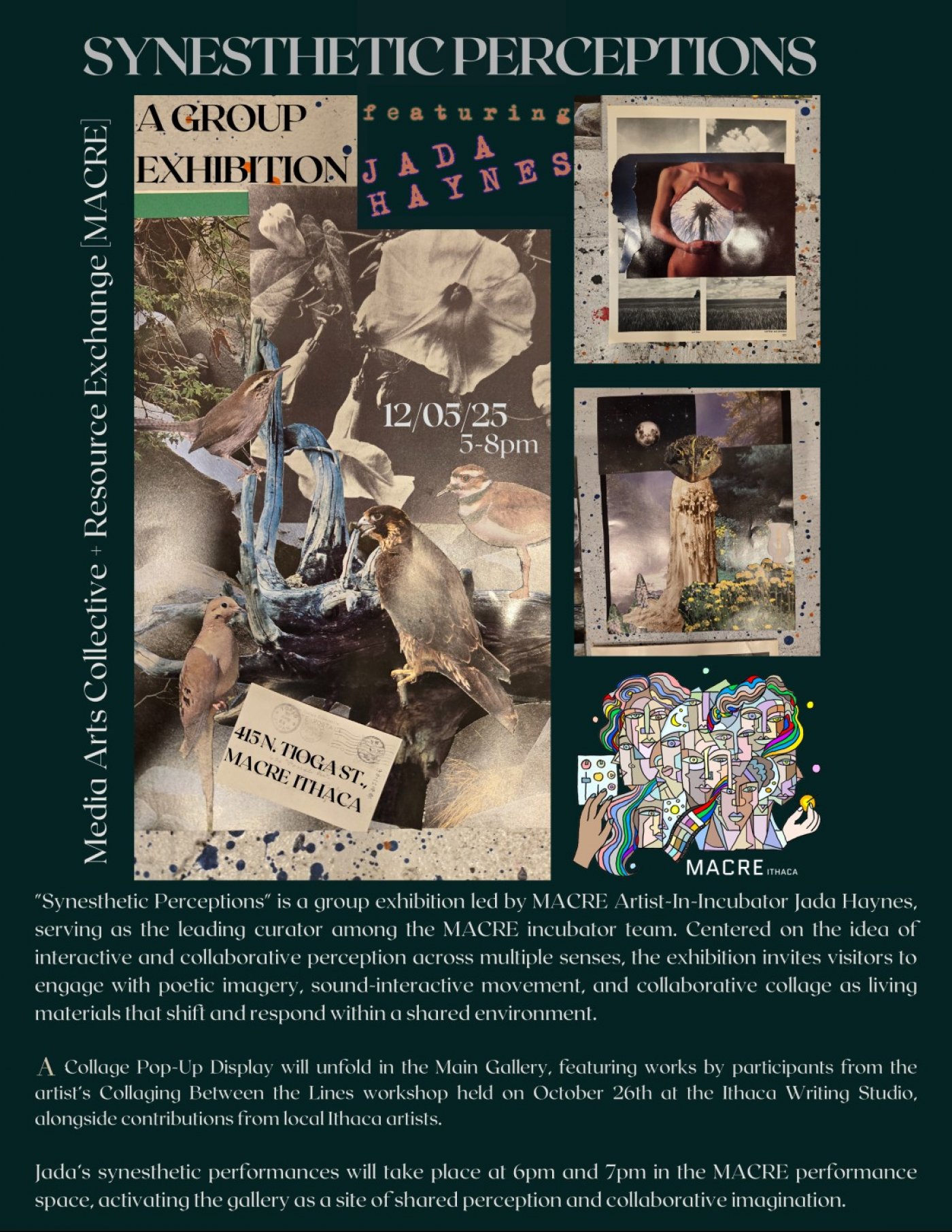 Synesthetic Perceptions Curated by Jada Haynes and the MACRE Incubator Team, 5 December | Event in Ithaca