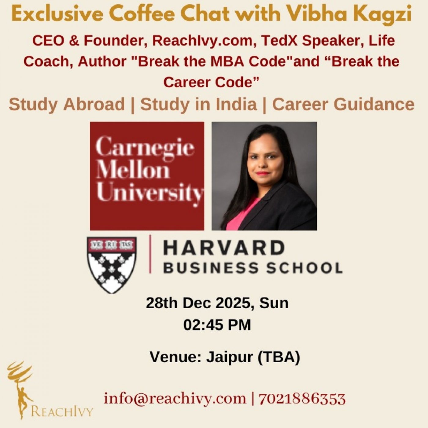Exclusive Coffe Chat with Vibha Kagzi, 28 December | Event in Jaipur | AllEvents