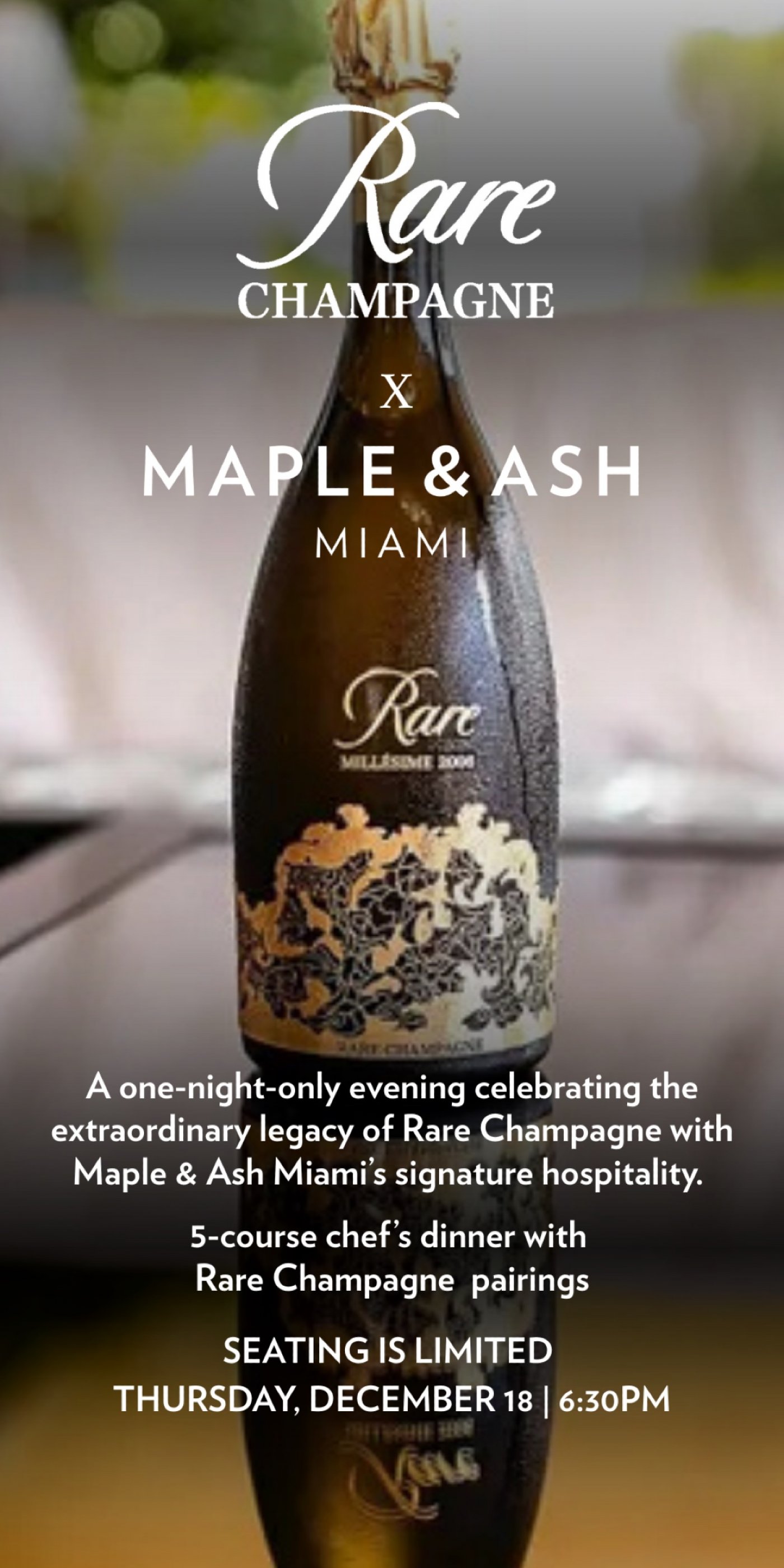Rare Champagne Dinner at Maple & Ash, 18 December | Event in Miami | AllEvents