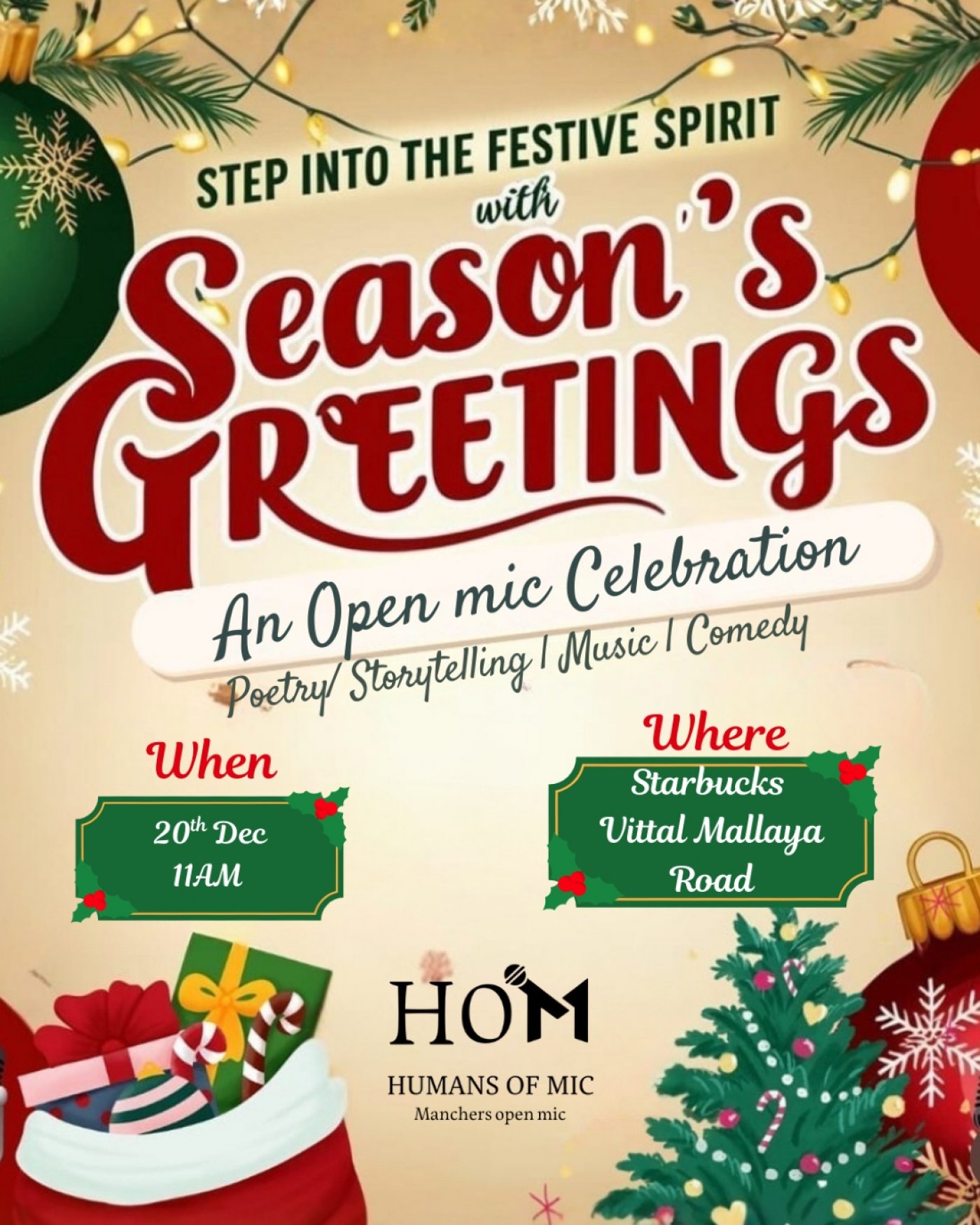 HOM : Season's Greetings | Open Mic, 20 December | Event in Bangalore | AllEvents