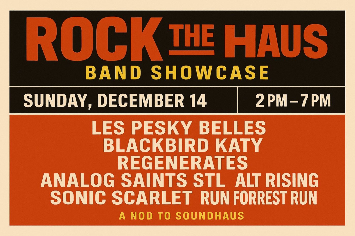 Rock the Haus Band Showcase, 14 December | Event in Clayton | AllEvents