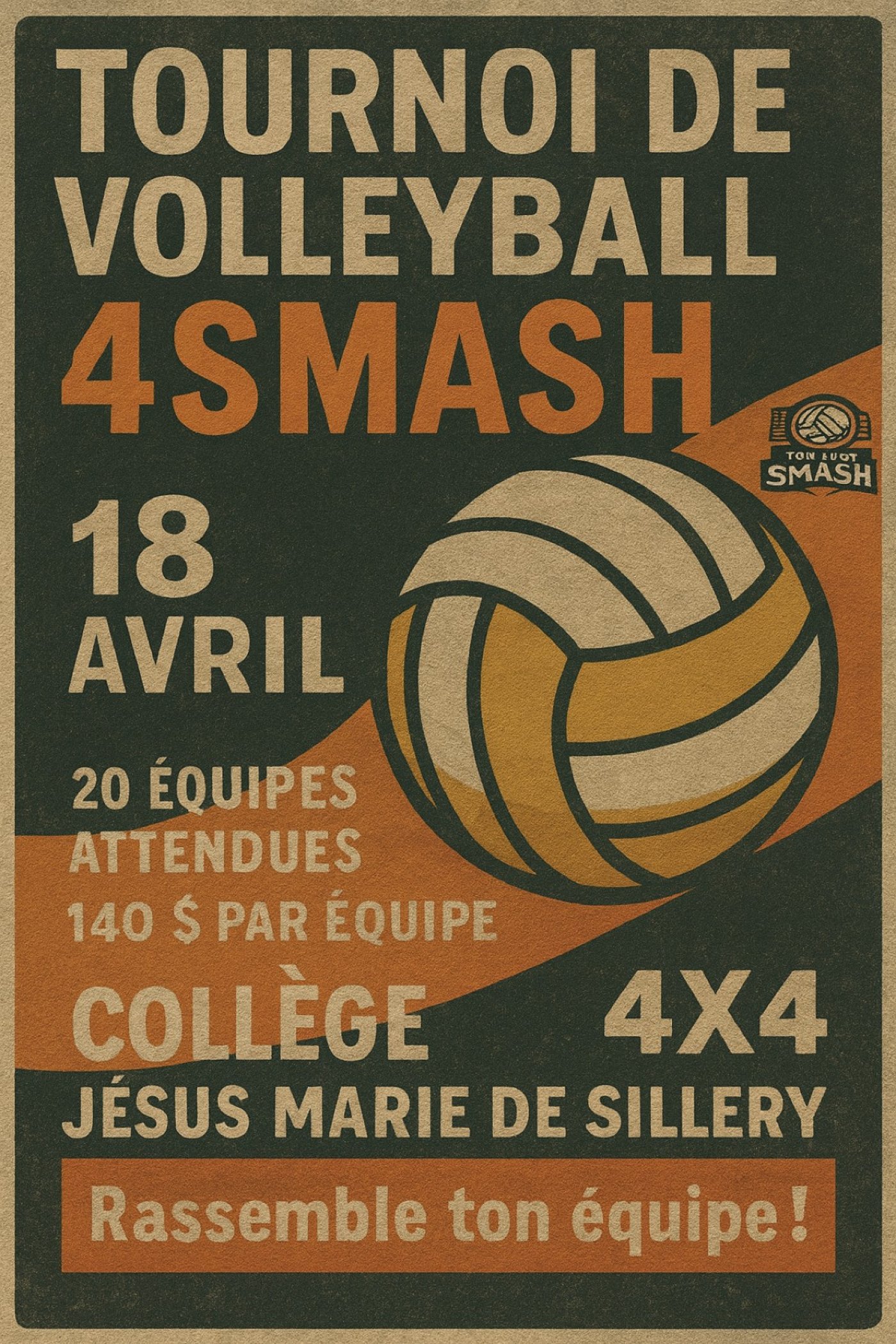 Tournoi Volleyball 4Smash #3, 18 April | Event in Sainte-Foy | AllEvents