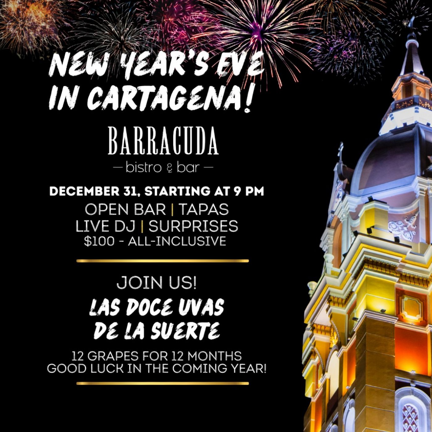 New Year's Eve: Cartagena Party at Barracuda Bistro & Bar, 31 December | Event in New Haven | AllEvents